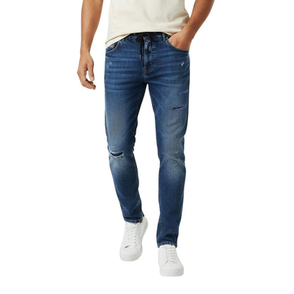 Blue Denim - Side - Diesel Mens Krly Denim Ripped Straight Leg Jeans