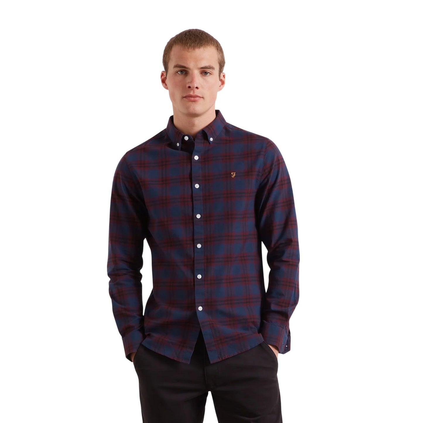 Burgundy - Side - Farah Mens Kennett Regular Shirt