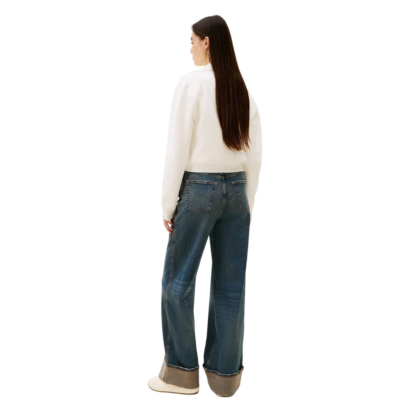Antique White - Back - Tommy Jeans Womens-Ladies Cropped Cardigan