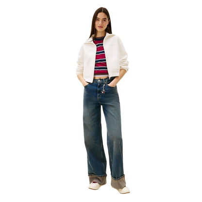 Antique White - Pack Shot - Tommy Jeans Womens-Ladies Cropped Cardigan