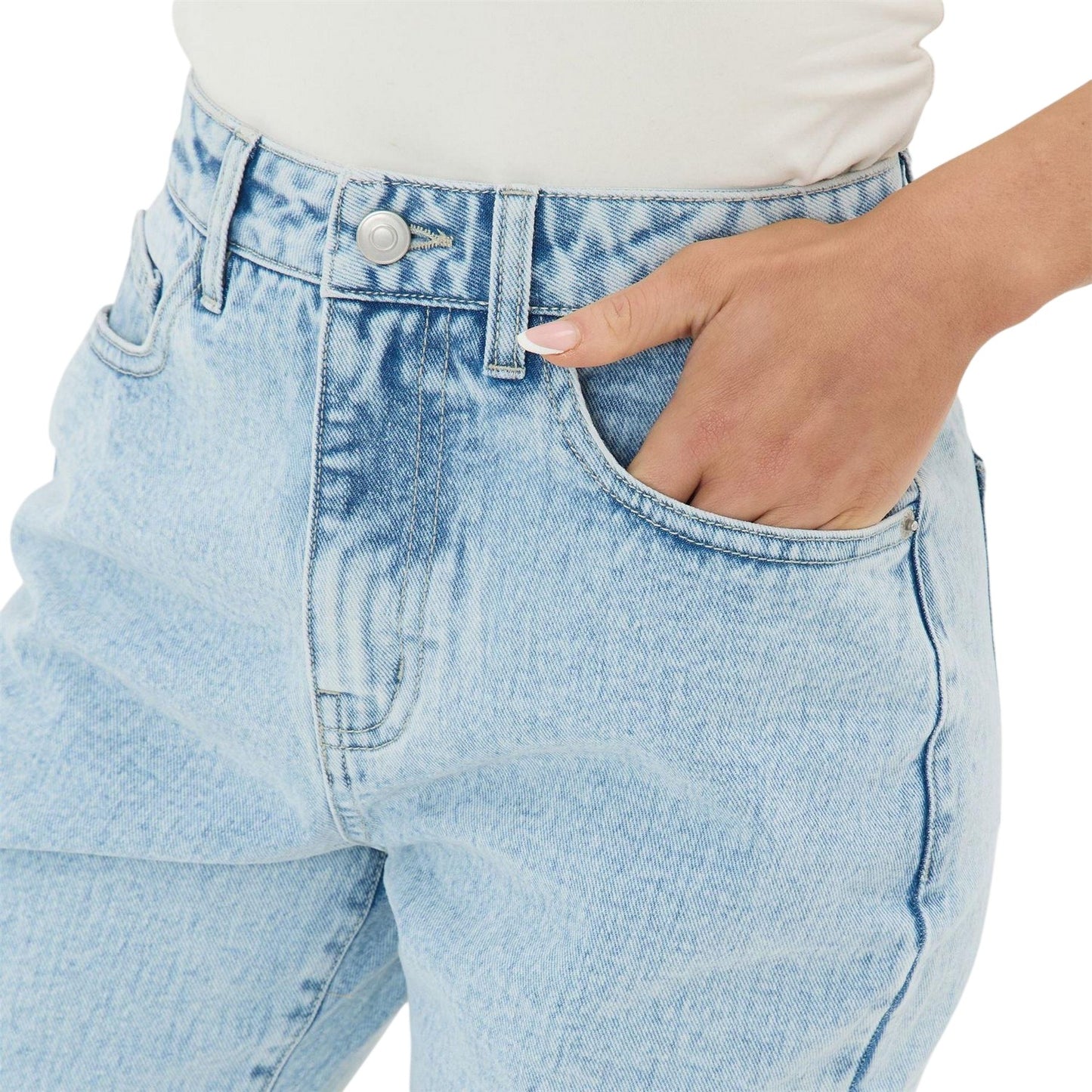 Bleach - Side - I Saw It First Womens-Ladies Faded Straight Jeans