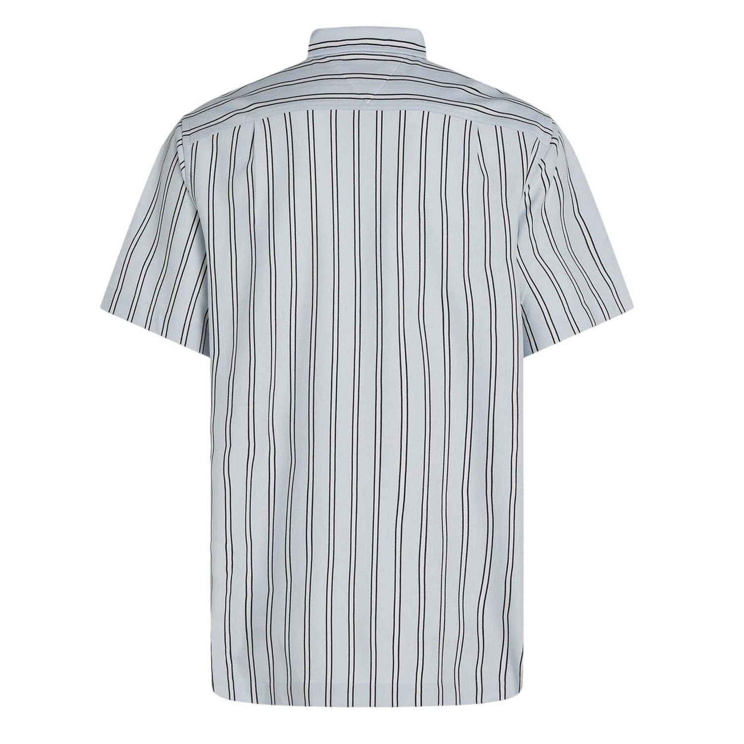 Breezy Blue - Back - Tommy Hilfiger Mens Striped Regular Short-Sleeved Shirt