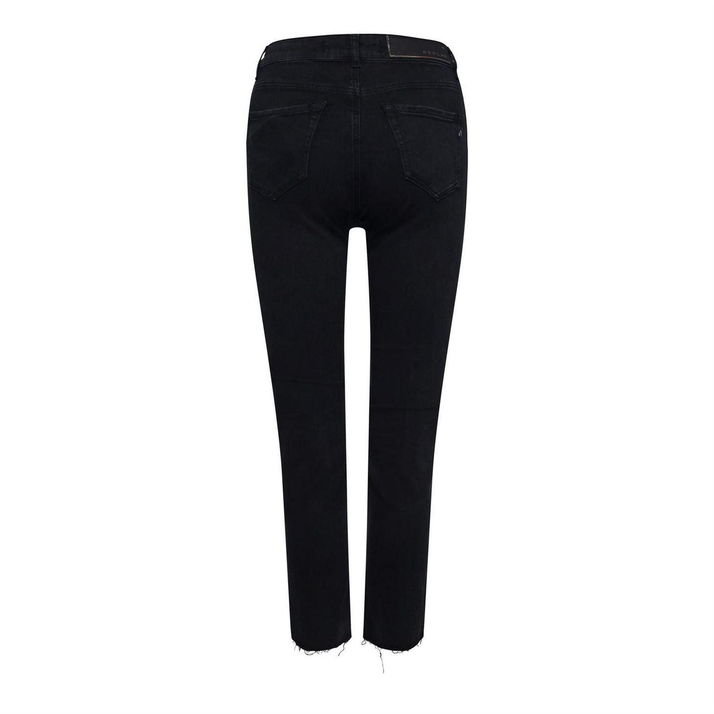 Grey - Back - Replay Womens-Ladies Cotton Blend Frayed Edge Slim Jeans