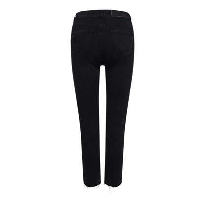 Grey - Back - Replay Womens-Ladies Cotton Blend Frayed Edge Slim Jeans