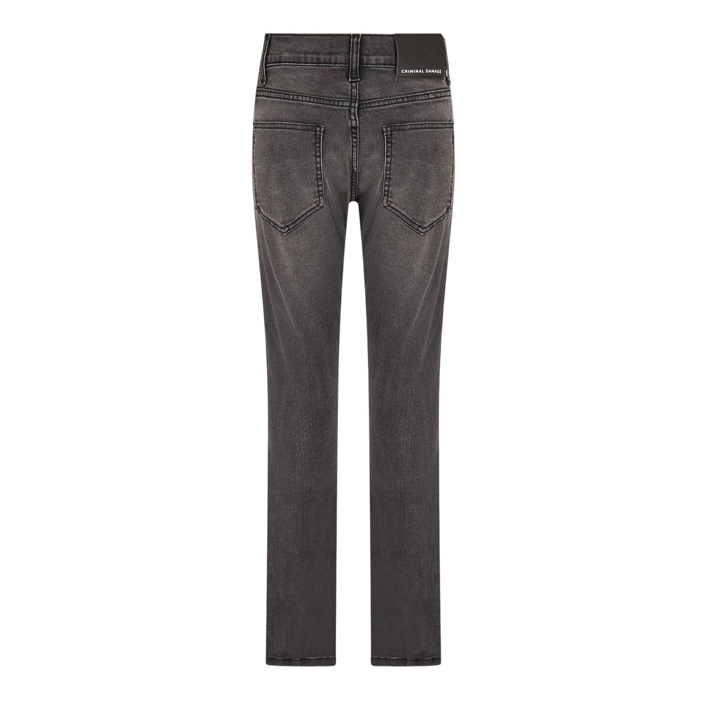 Grey - Back - Criminal Damage Womens-Ladies Essential Ripped Slim Jeans