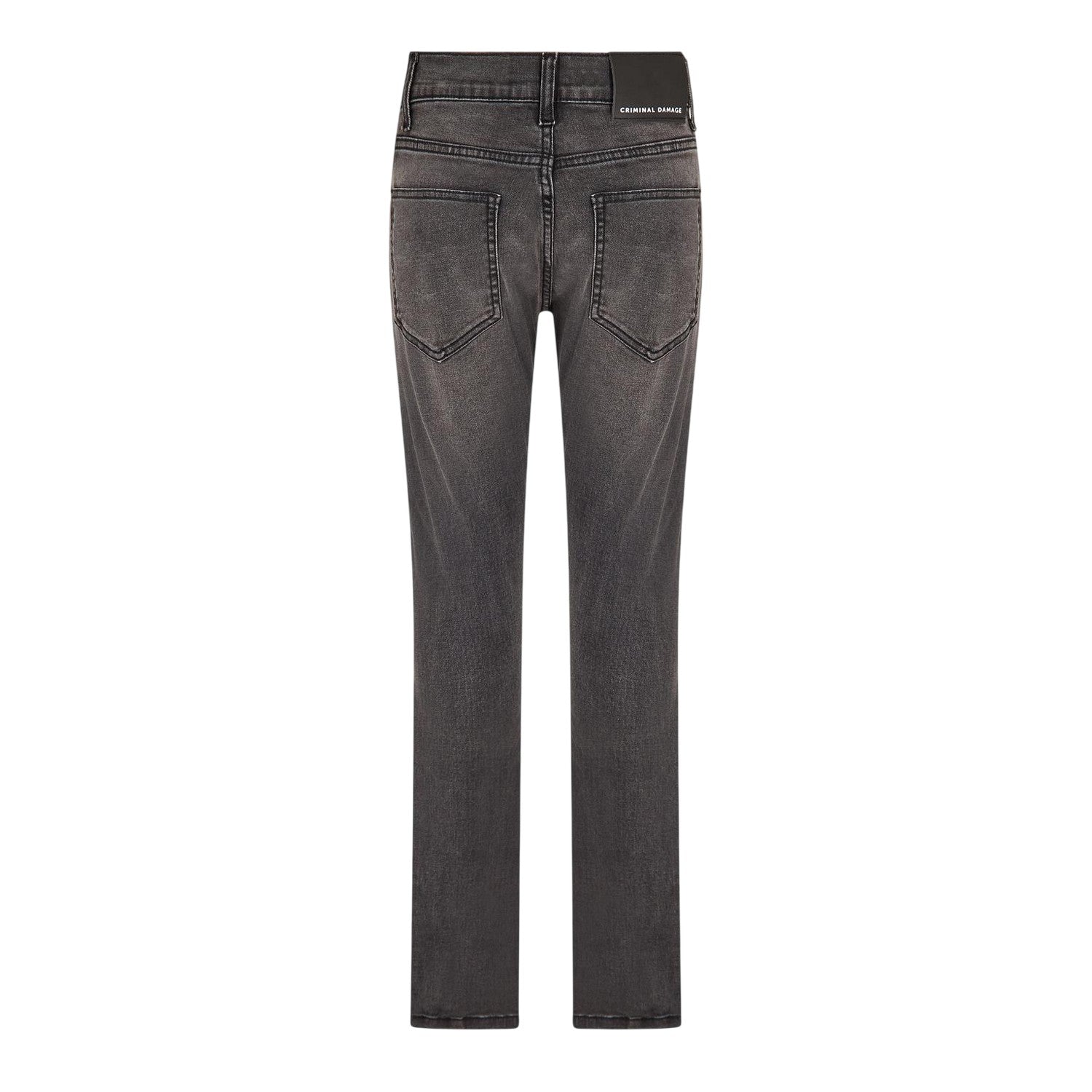 Grey - Back - Criminal Damage Womens-Ladies Essential Ripped Slim Jeans