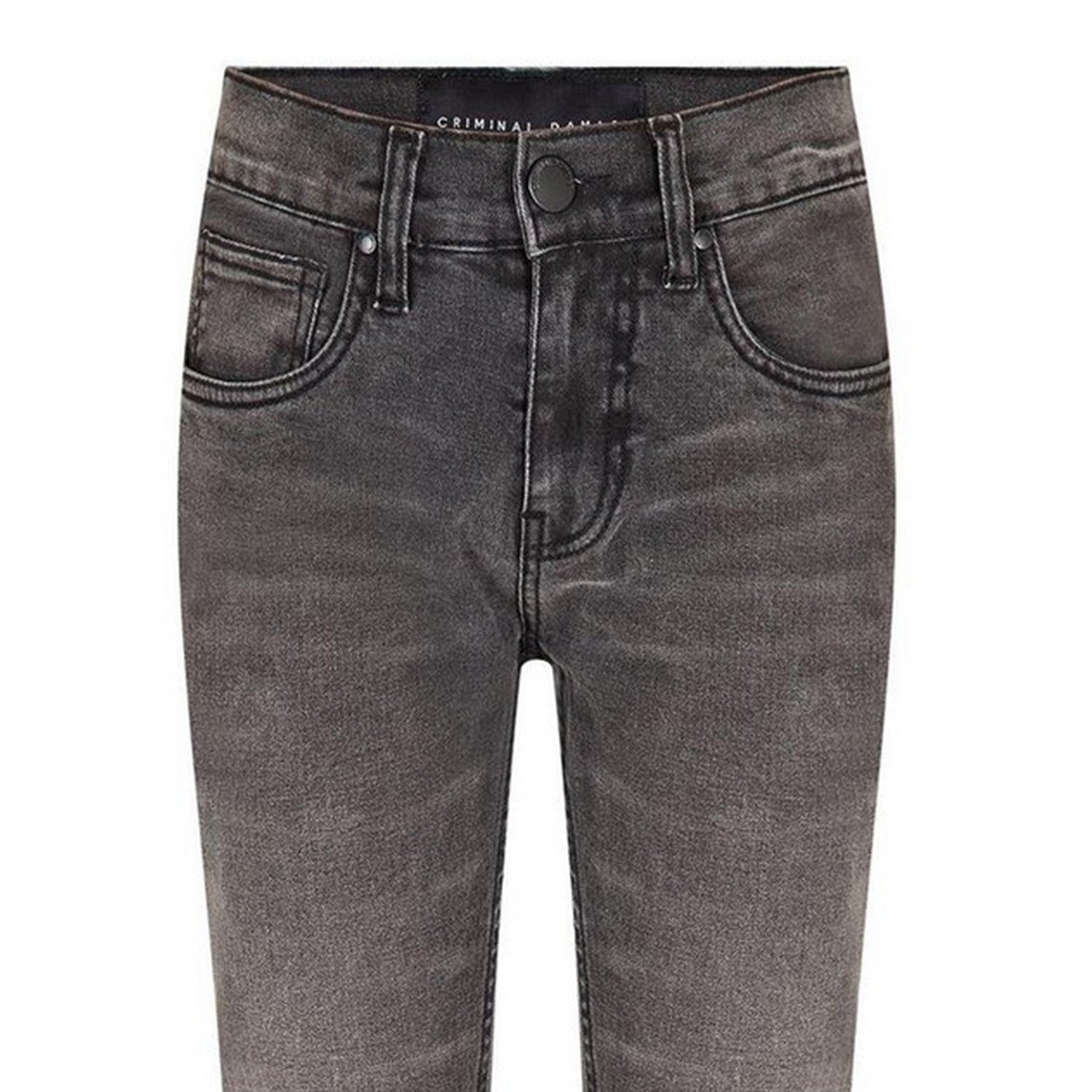 Grey - Side - Criminal Damage Womens-Ladies Essential Ripped Slim Jeans