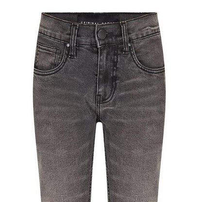 Grey - Side - Criminal Damage Womens-Ladies Essential Ripped Slim Jeans