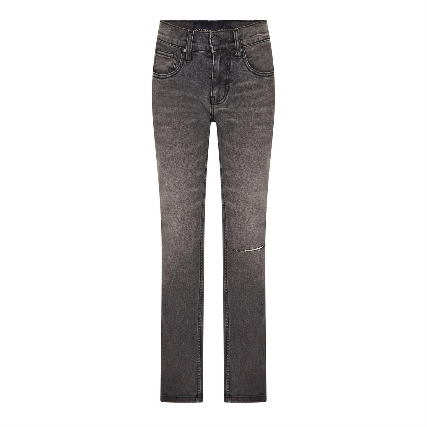 Grey - Front - Criminal Damage Womens-Ladies Essential Ripped Slim Jeans