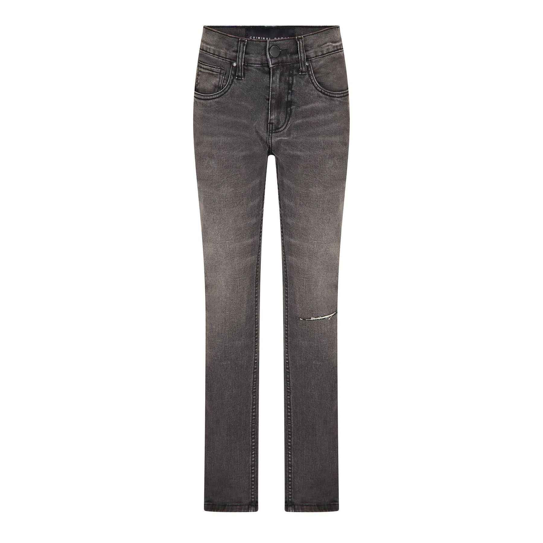 Grey - Front - Criminal Damage Womens-Ladies Essential Ripped Slim Jeans