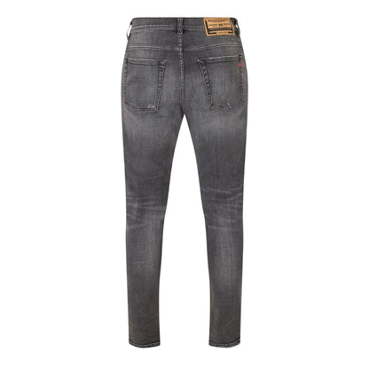 Black-Grey - Back - Diesel Mens Fing Denim Fade Straight Leg Jeans