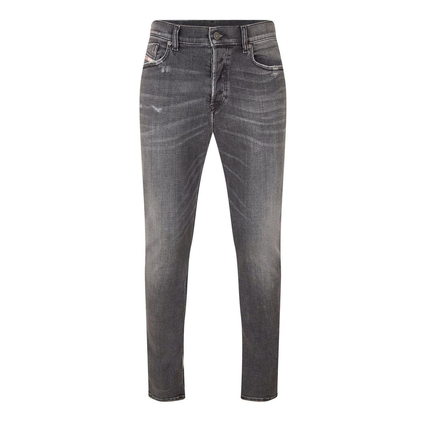 Black-Grey - Front - Diesel Mens Fing Denim Fade Straight Leg Jeans