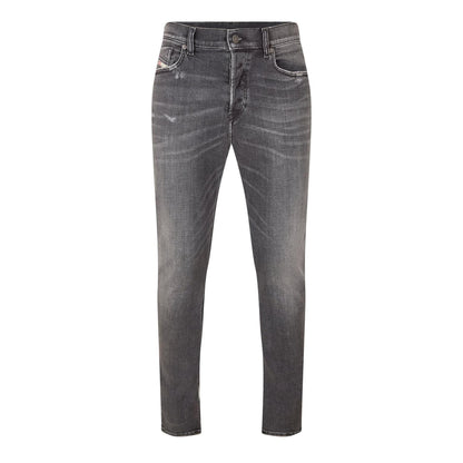 Black-Grey - Front - Diesel Mens Fing Denim Fade Straight Leg Jeans