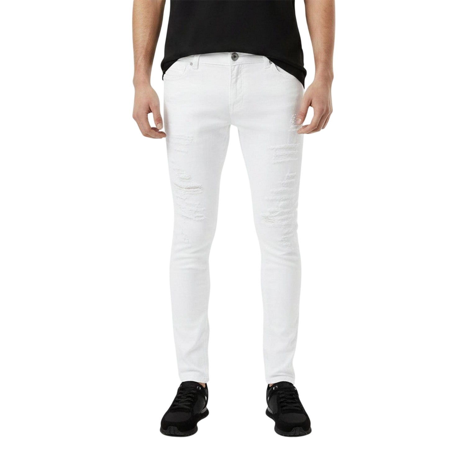 White - Side - Criminal Damage Mens Camden Slim Jeans