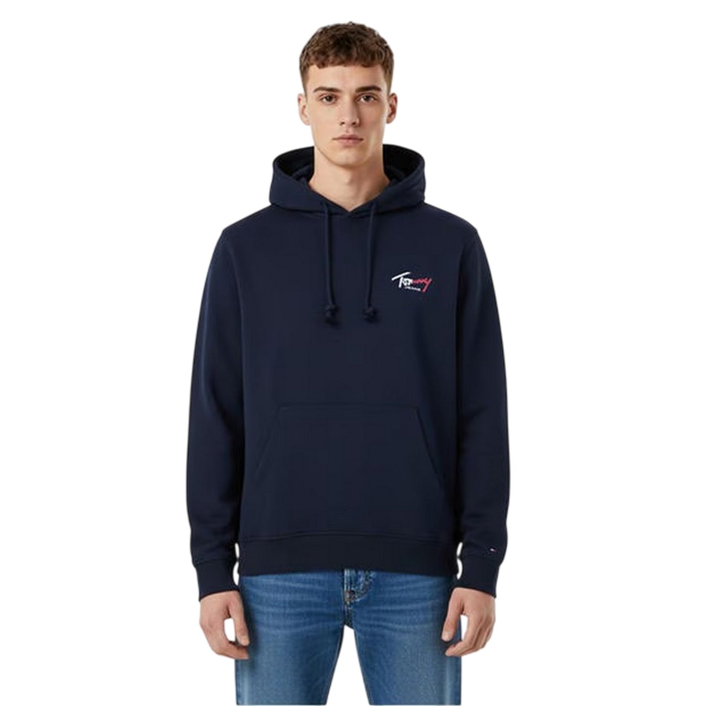 Navy Blue - Side - Tommy Jeans Mens Logo Overhead Hoodie