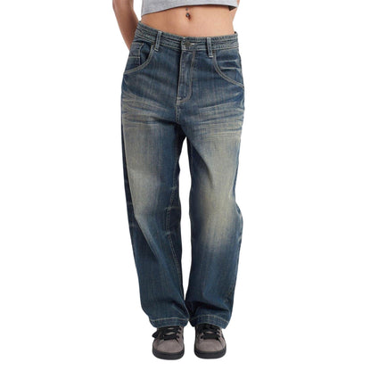 Blue - Front - The Ragged Priest Unisex Adult Rag Bleacher Big Denim Baggy Jeans