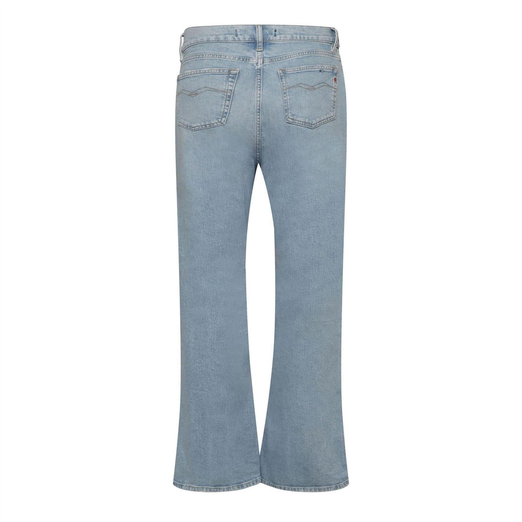 Blue - Back - Replay Womens-Ladies Logo Flared Jeans