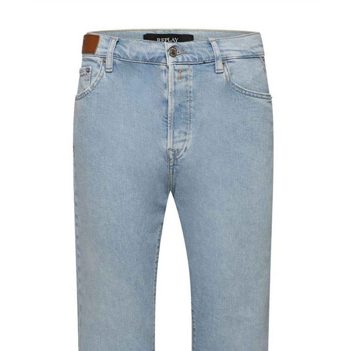 Blue - Side - Replay Womens-Ladies Logo Flared Jeans
