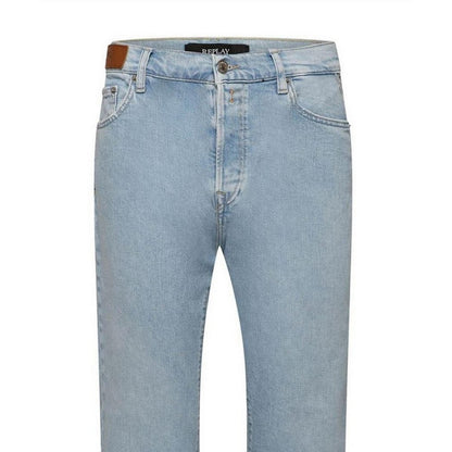 Blue - Side - Replay Womens-Ladies Logo Flared Jeans