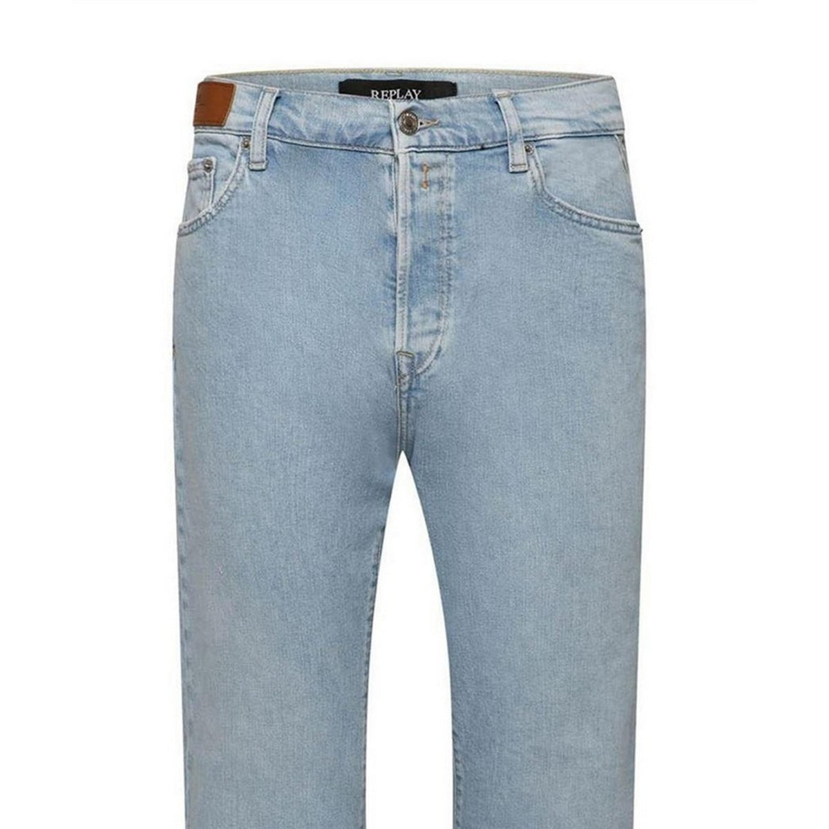 Blue - Side - Replay Womens-Ladies Logo Flared Jeans