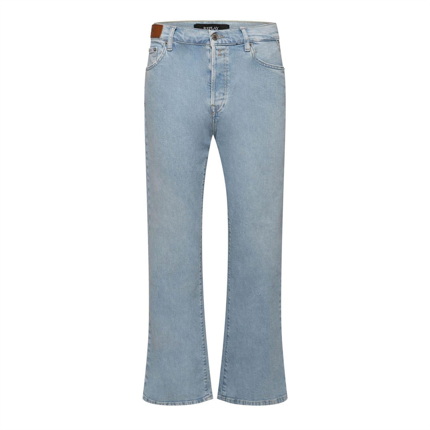 Blue - Front - Replay Womens-Ladies Logo Flared Jeans