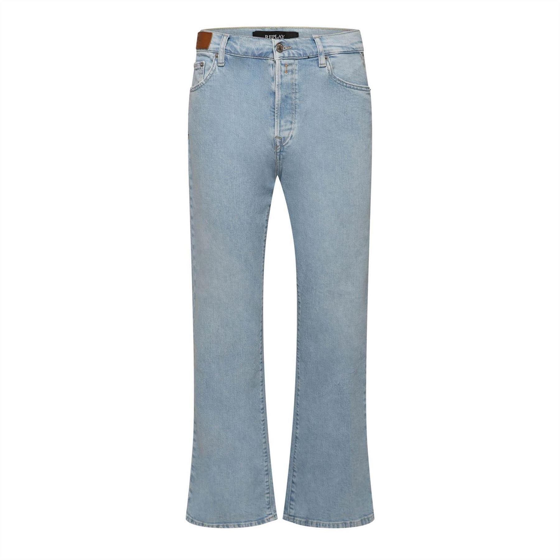 Blue - Front - Replay Womens-Ladies Logo Flared Jeans