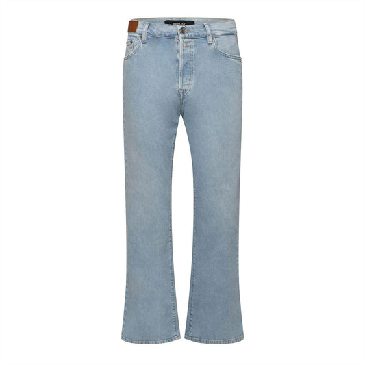 Blue - Front - Replay Womens-Ladies Logo Flared Jeans