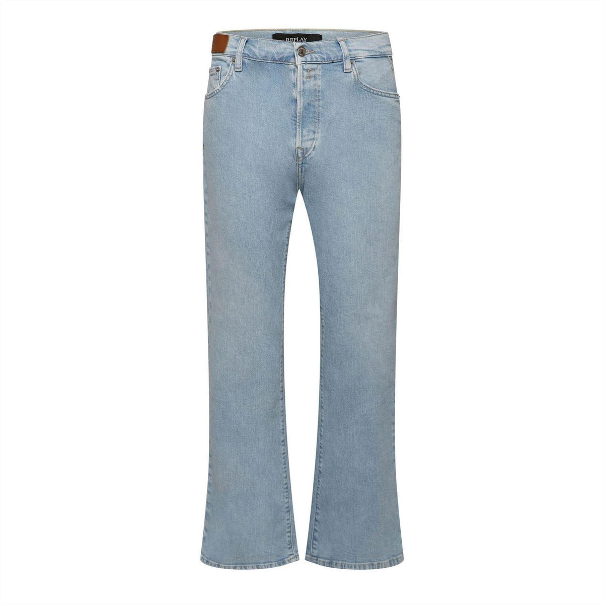 Blue - Front - Replay Womens-Ladies Logo Flared Jeans