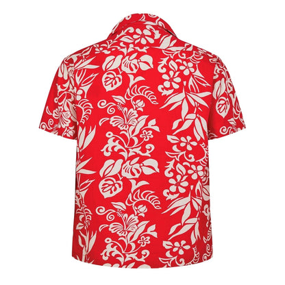 Red Print - Back - Replay Mens Hawaiian Short-Sleeved Shirt