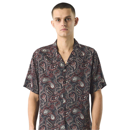 Black-Multicoloured - Side - Pretty Green Mens Paisley Regular Short-Sleeved Shirt