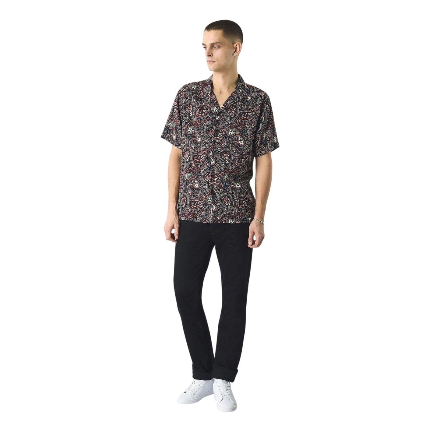 Black-Multicoloured - Lifestyle - Pretty Green Mens Paisley Regular Short-Sleeved Shirt