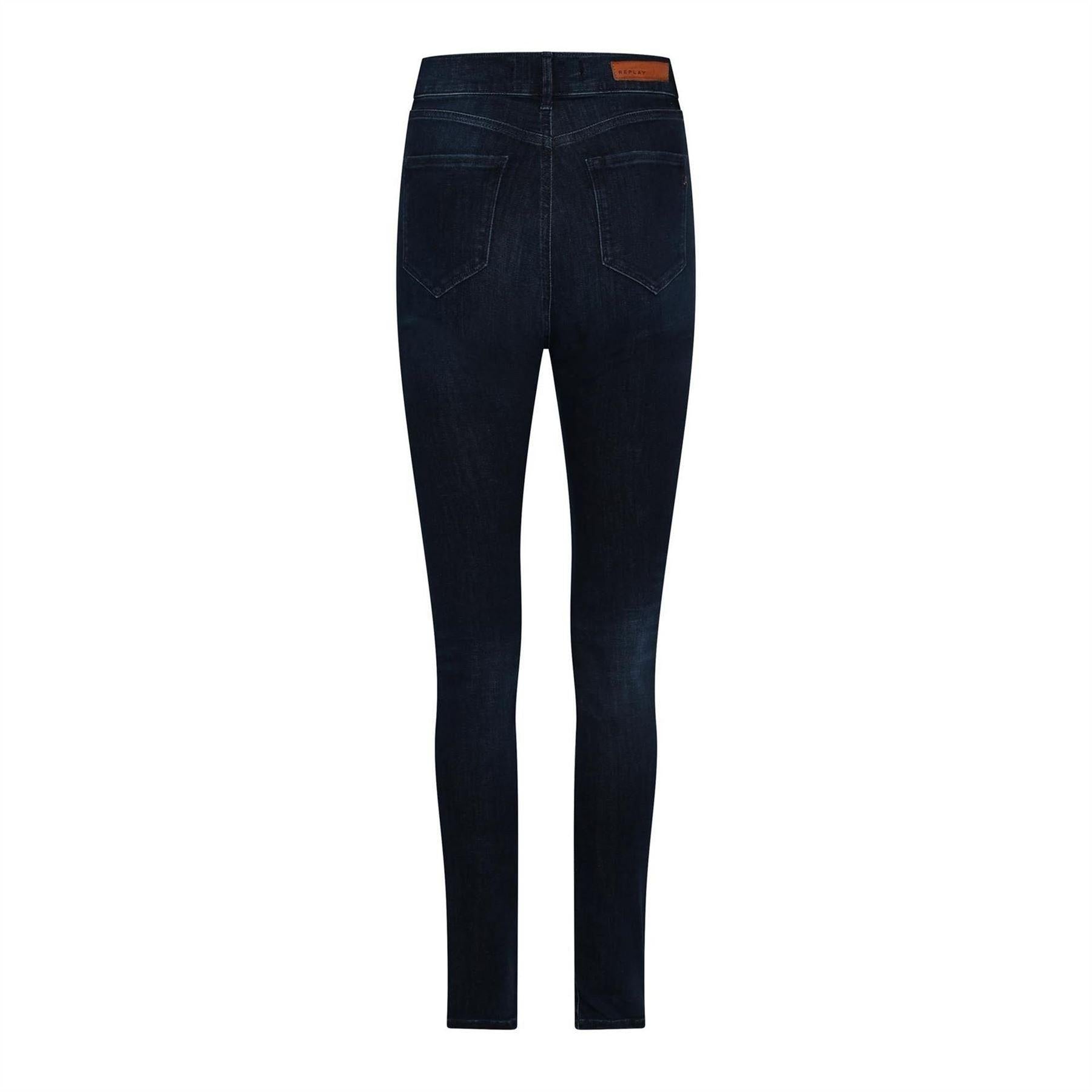 Blue - Back - Replay Womens-Ladies Cotton Denim Slim Jeans