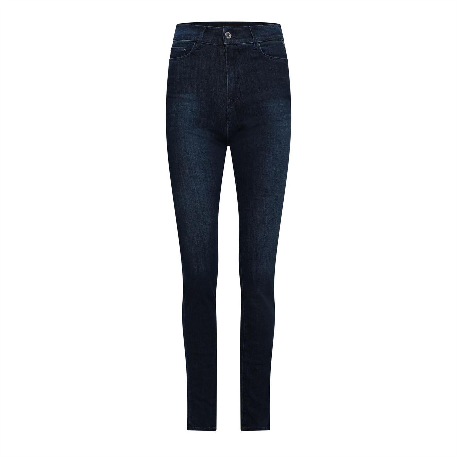 Blue - Front - Replay Womens-Ladies Cotton Denim Slim Jeans