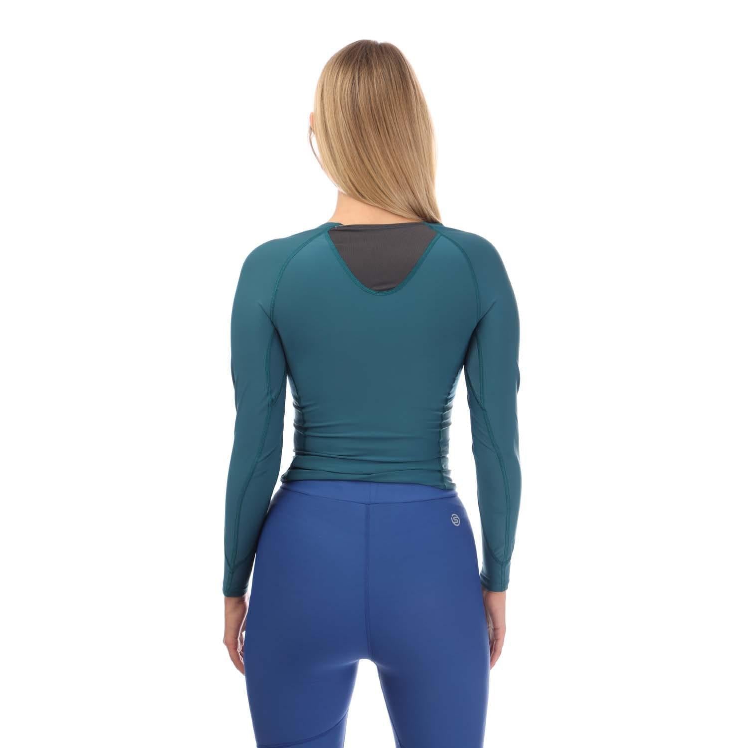 Teal - Back - Skins Womens-Ladies Series-3 Long-Sleeved Top