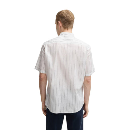 White - Back - Boss Mens Pinstripe Regular Short-Sleeved Shirt