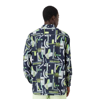 Navy - Back - Emporio Armani EA7 Mens Abstract Long-Sleeved Shirt