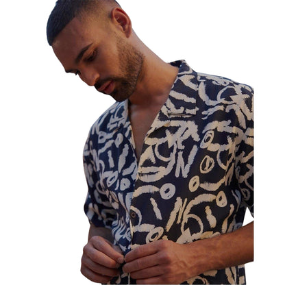 Navy - Side - Threadbare Mens Langdale Regular Shirt