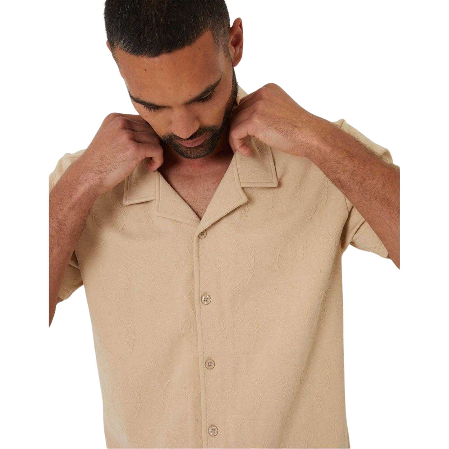 Stone - Side - Threadbare Mens Darvel Short-Sleeved Shirt