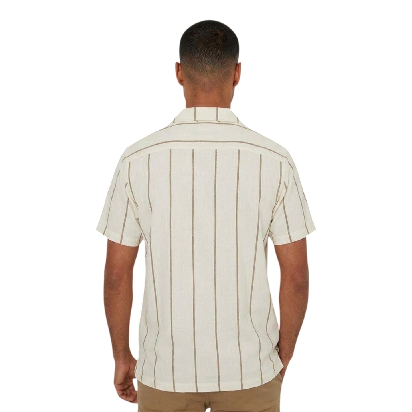 Ecru - Back - Threadbare Mens Striped Regular Shirt