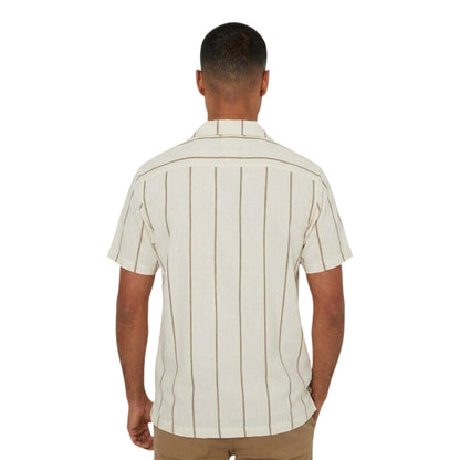 Ecru - Back - Threadbare Mens Striped Regular Shirt