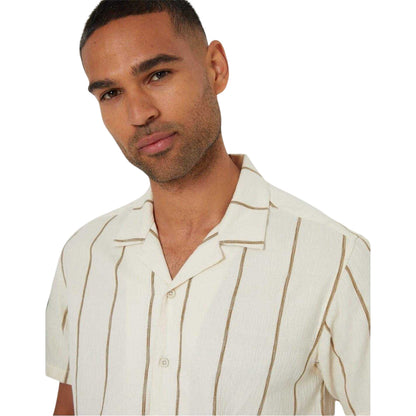 Ecru - Side - Threadbare Mens Striped Regular Shirt