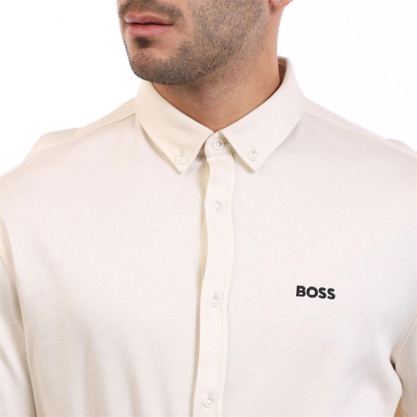 White - Side - Boss Mens Motion Regular Shirt