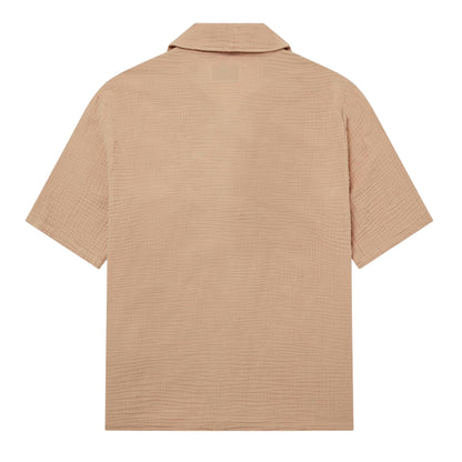 Warm Beige - Back - Albam Mens Crinkle Relaxed Fit Shirt