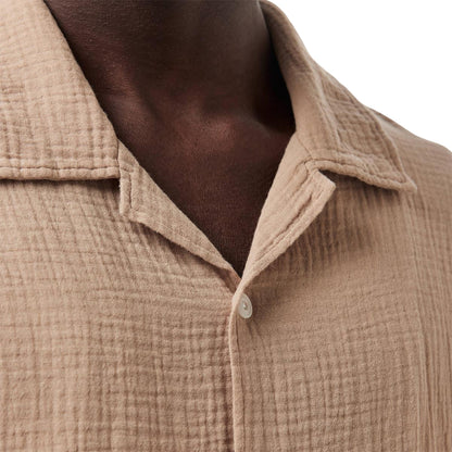 Warm Beige - Side - Albam Mens Crinkle Relaxed Fit Shirt