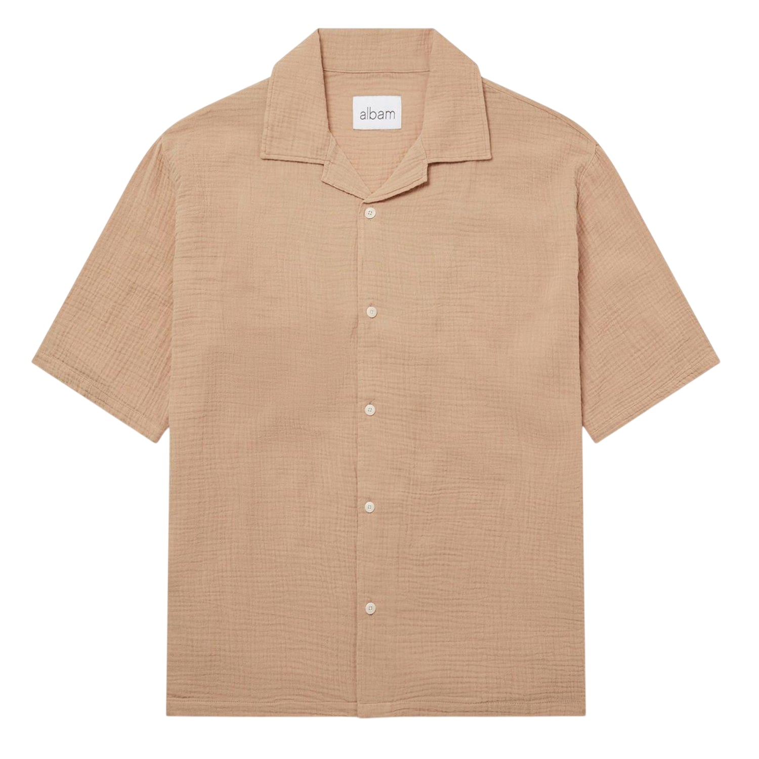 Warm Beige - Front - Albam Mens Crinkle Relaxed Fit Shirt