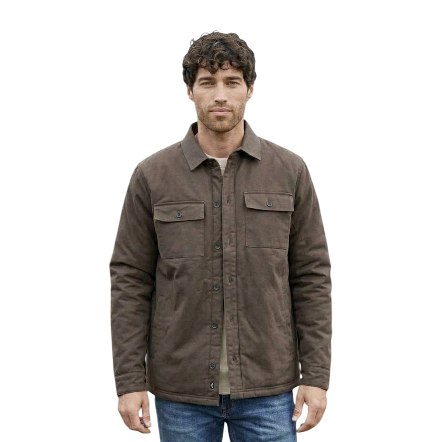Chocolate - Front - Threadbare Mens Plaid Shirt Jacket