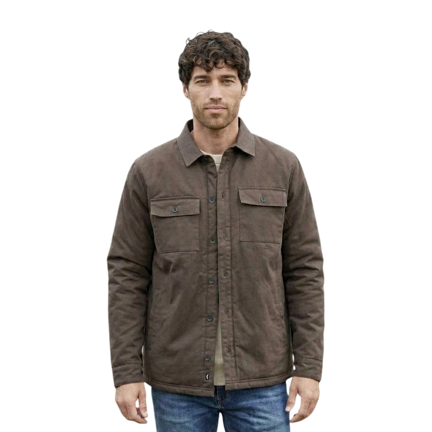 Chocolate - Front - Threadbare Mens Plaid Shirt Jacket