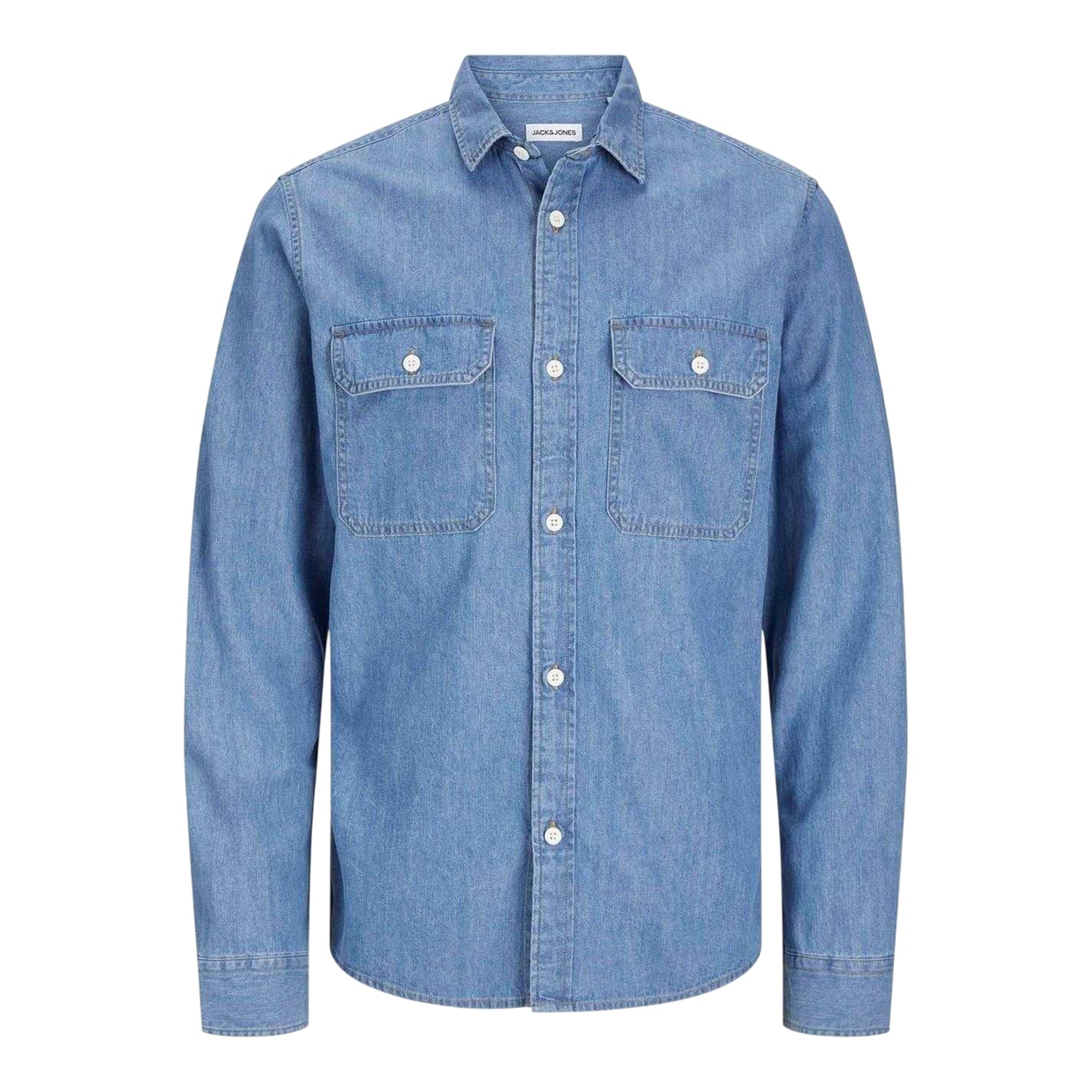 Light Denim Blue - Front - Jack And Jones Mens Denim Shirt