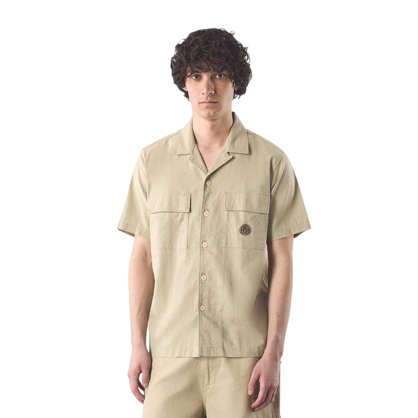 Taupe - Side - Pretty Green Mens Regular Short-Sleeved Shirt