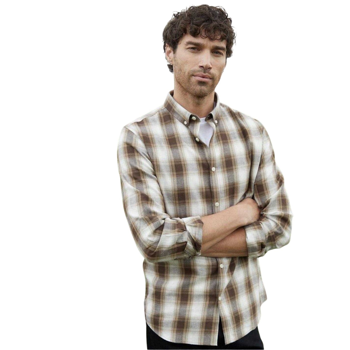 Chocolate - Front - Threadbare Mens Checked Regular Shirt